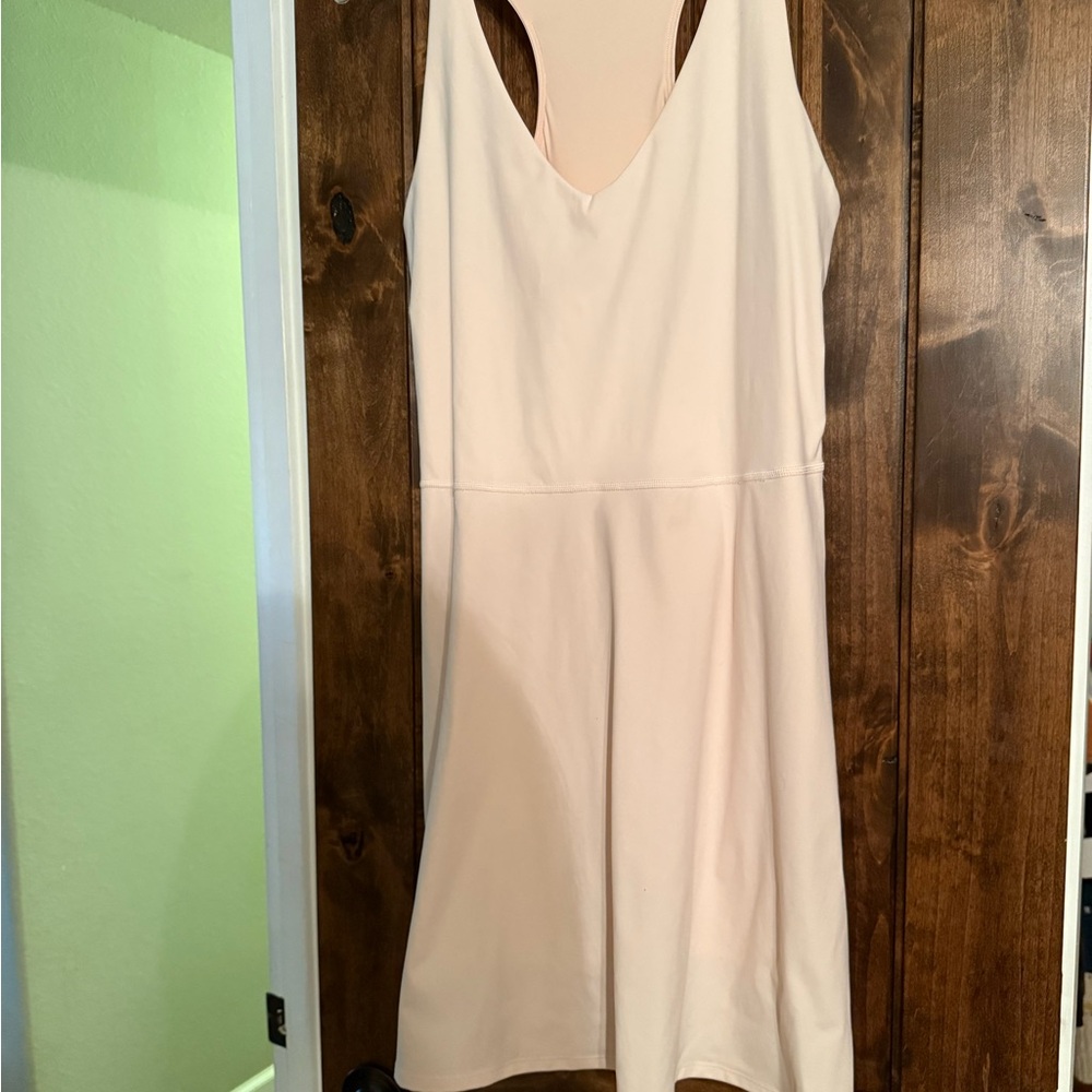 Outdoor Voices Pale Pink Sleeveless V-Neck A-Line Tennis Dress